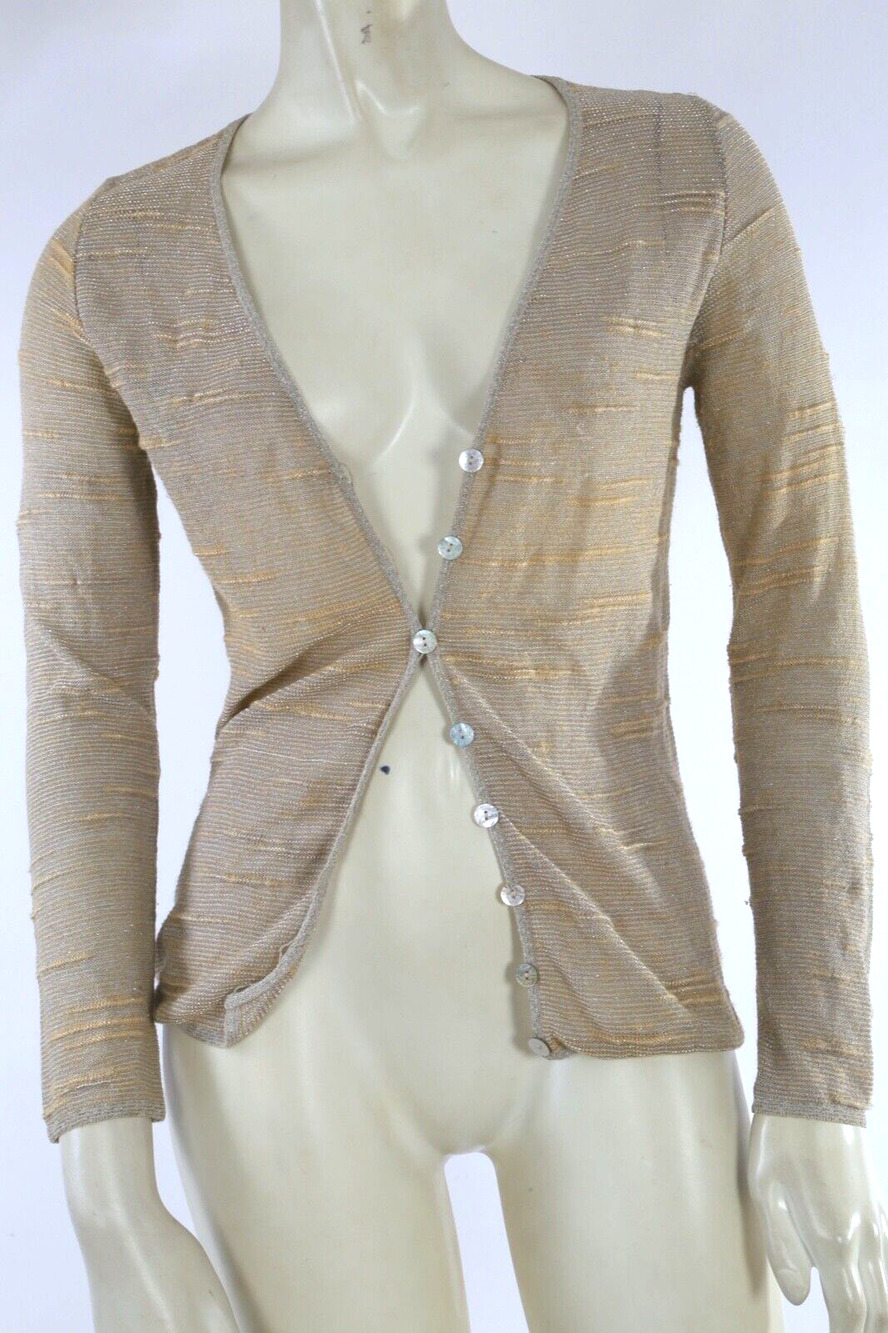 ESCADA Gold Knit Viscose Button Down Cardigan Sweater Size 34